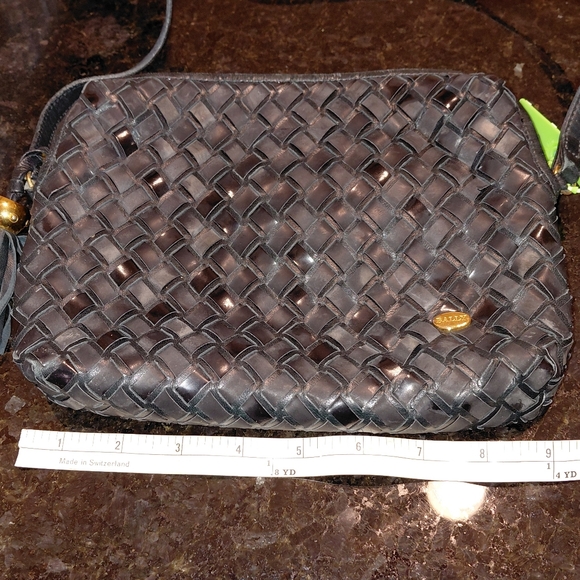 Vtg Bally Checkered Patent & Matte Black Leather Crossbody VGVC! - Picture 11 of 13